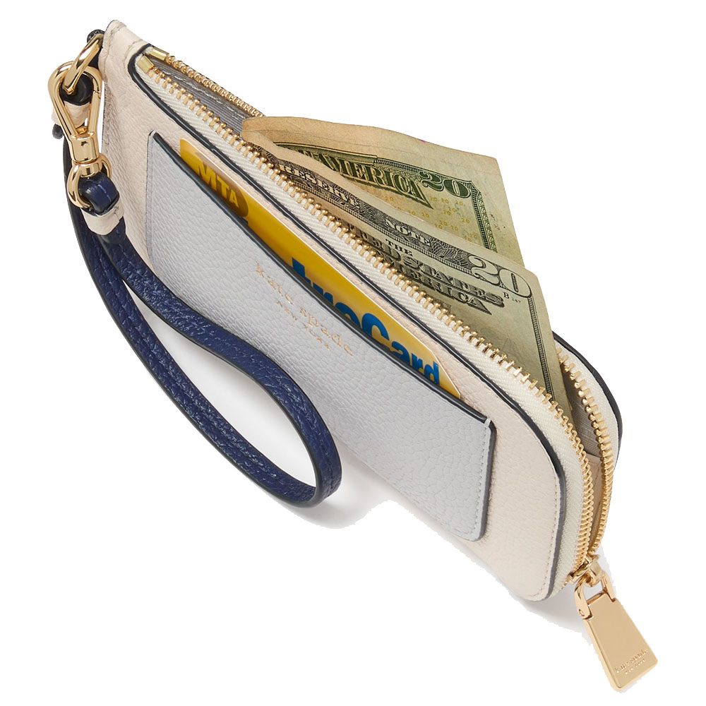 Kate Spade Ava Colorblocked Coin Card Case Wristlet Stone Path Multi White # KF932