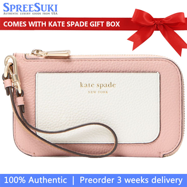 Kate Spade Ava Colorblocked Coin Card Case Wristlet Rose Smoke Multi Pink # KF932