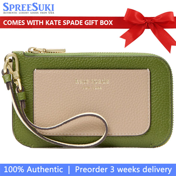 Kate Spade Ava Colorblocked Coin Card Case Wristlet Jungle Vine Multi Green # KF932