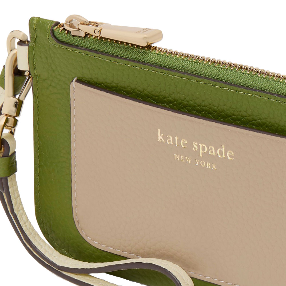 Kate Spade Ava Colorblocked Coin Card Case Wristlet Jungle Vine Multi Green # KF932