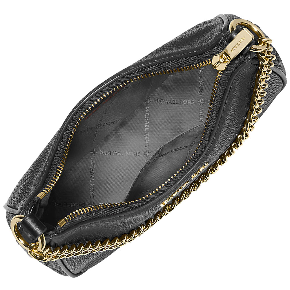 Michael Kors Jet Set Travenuel Pebbled Leather Convertible Crossbody Bag Black # 35F5GTVC5L