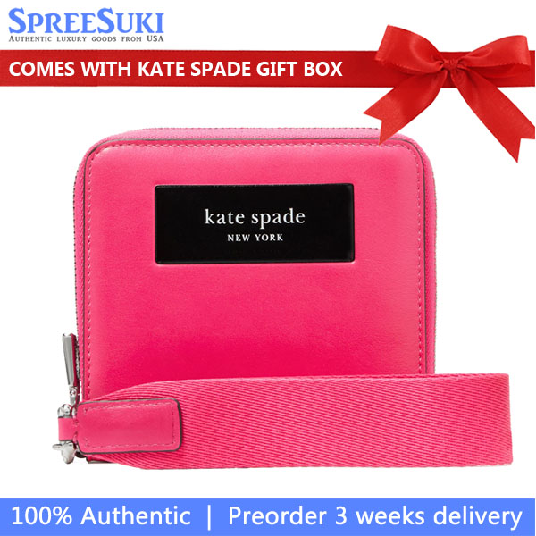 Kate Spade Label Small Compact Webbed Wristlet Rosehip Pink # KI728