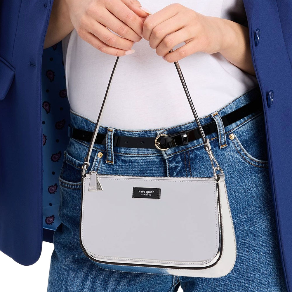 Kate Spade Sam Icon Metallic Mini Pochette Silver # KH161