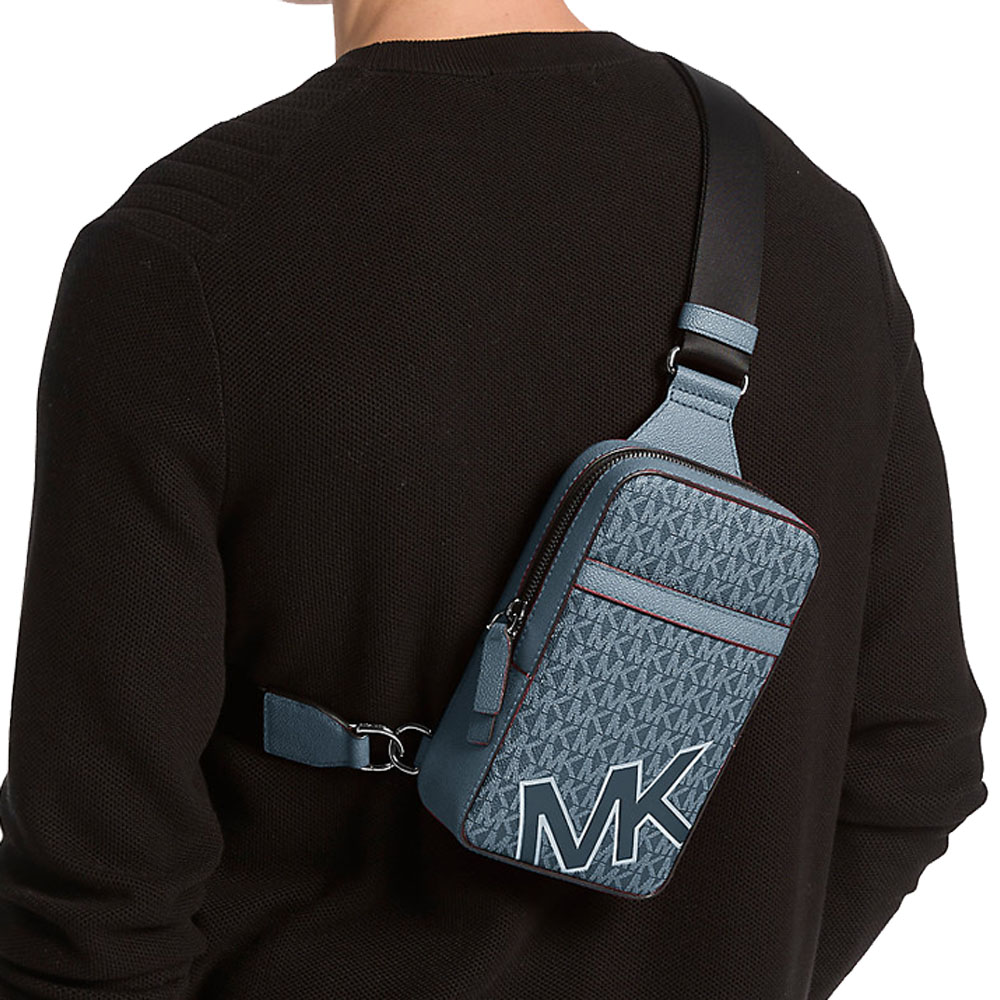 Michael Kors Cooper Medium Signature Logo Sling Pack Cornflower Blue # 37F5LCOC2O