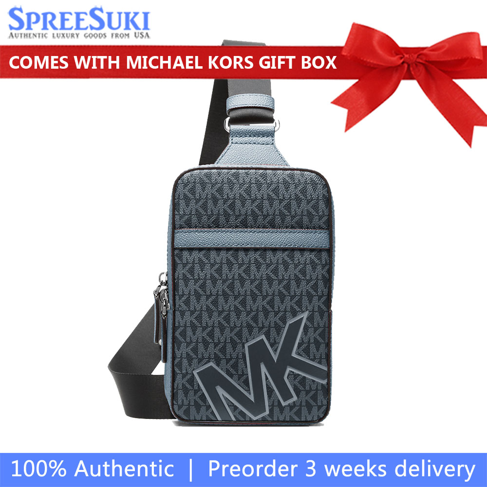 Michael Kors Cooper Medium Signature Logo Sling Pack Cornflower Blue # 37F5LCOC2O