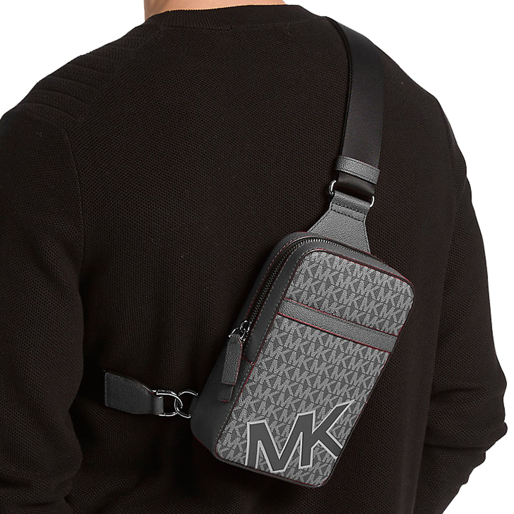 Michael Kors Cooper Medium Signature Logo Sling Pack Gunmetal Grey # 37F5LCOC2O