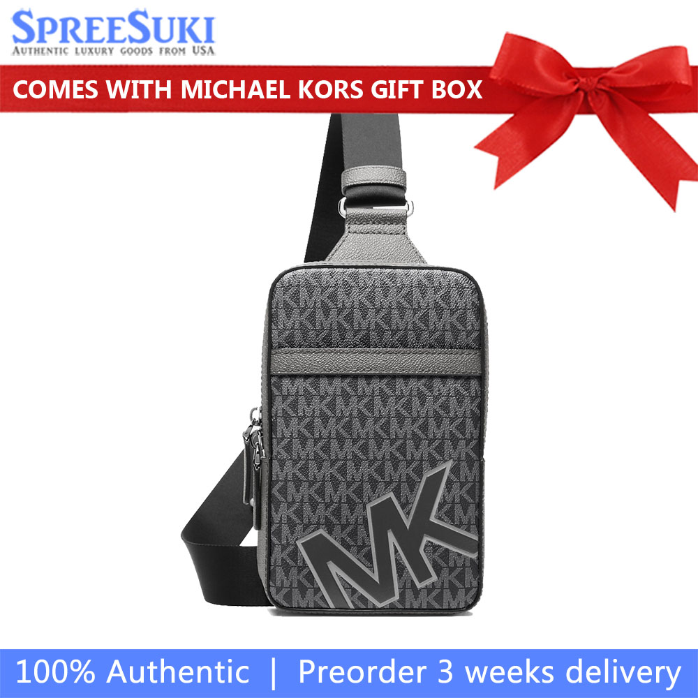 Michael Kors Cooper Medium Signature Logo Sling Pack Gunmetal Grey # 37F5LCOC2O