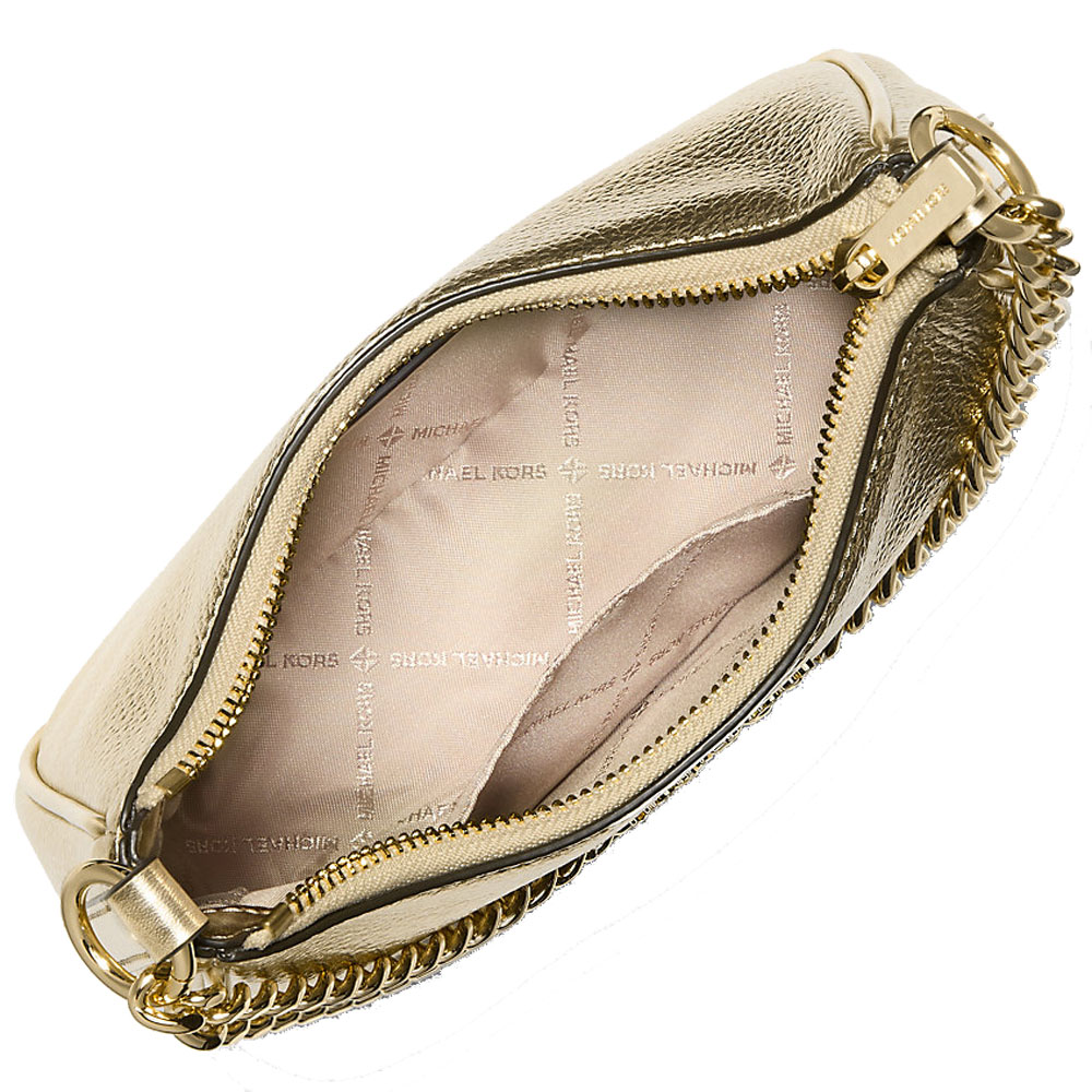 Michael Kors Jet Set Travenuel Extra-Small Metallic Convertible Crossbody Bag Pale Gold # 35F5GTVC9M