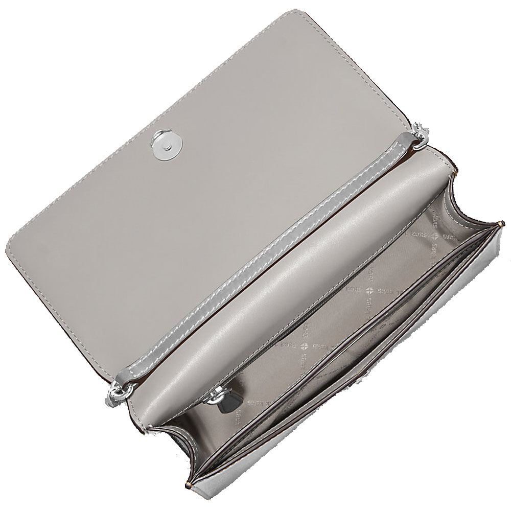 Michael Kors Jet Set Medium Metallic Crossbody Bag Silver # 35F5STVC8M