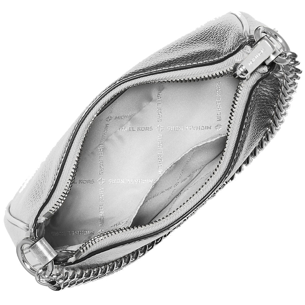 Michael Kors Jet Set Travenuel Small Metallic Convertible Crossbody Bag Silver # 35F5STVC9M