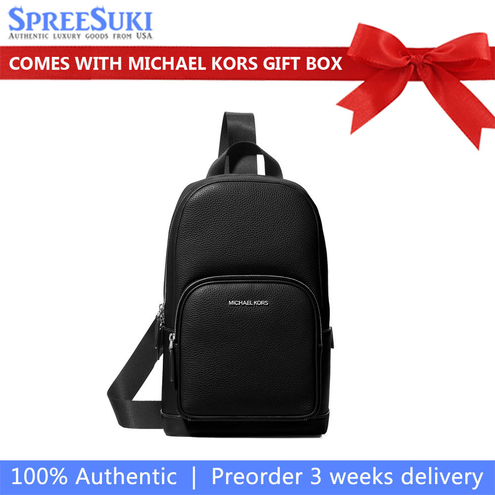 Michael Kors Cooper Pebbled Leather Sling Pack Black # 37S4LCOY1L