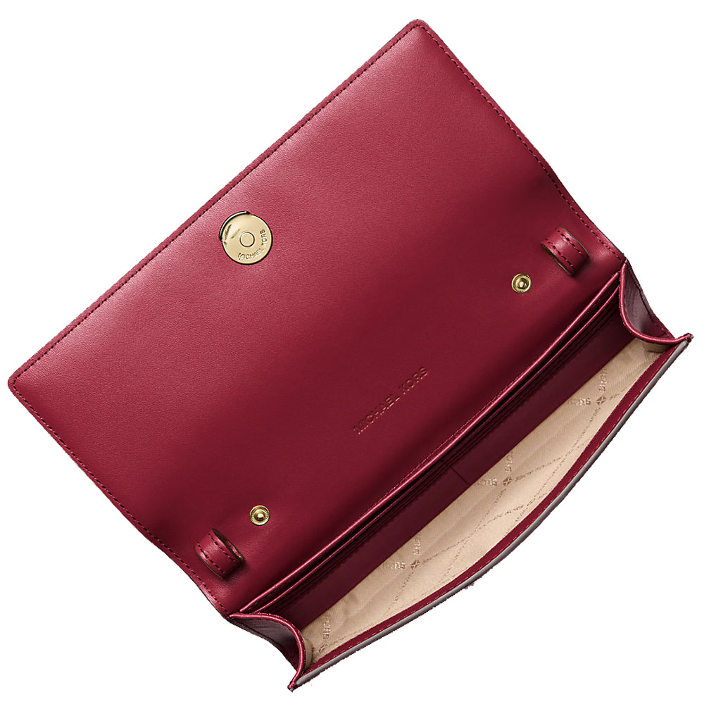 Michael Kors Carson Large Pebbled Leather Convertible Crossbody Bag Cherry Dark Red # 35S5G2ZC7L