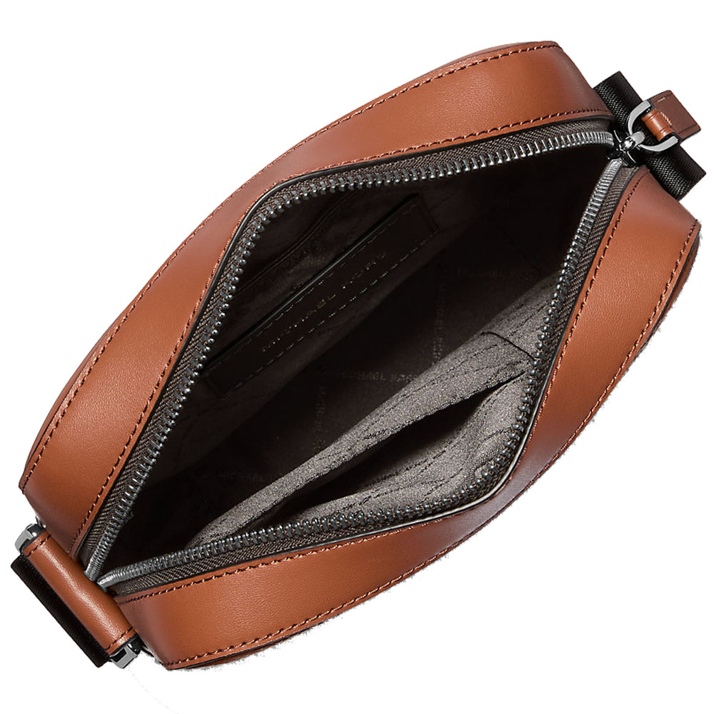 Michael Kors Cooper Logo Embossed Pebbled Leather Messenger Bag Luggage Brown # 37S5LCOL2L