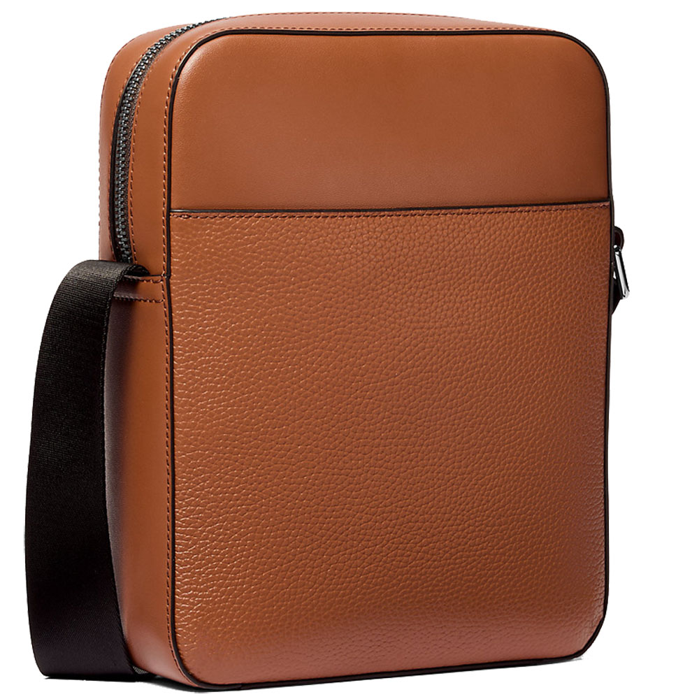 Michael Kors Cooper Logo Embossed Pebbled Leather Messenger Bag Luggage Brown # 37S5LCOL2L