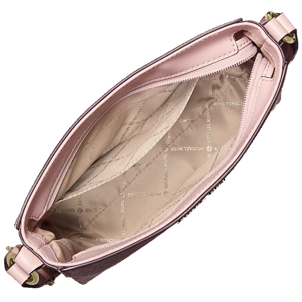 Michael Kors Jet Set Small Signature Logo Stripe Crossbody Bag Powder Blush Blush Pink # 35F5GTVC5K