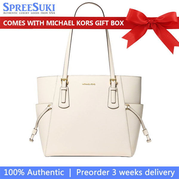 Michael Kors Voyager Large Saffiano Leather Tote Bag Light Cream Off White # 35S5GV6T7L