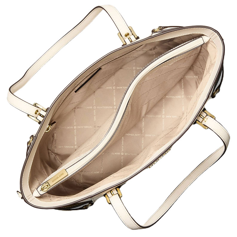 Michael Kors Voyager Large Saffiano Leather Tote Bag Light Cream Off White # 35S5GV6T7L