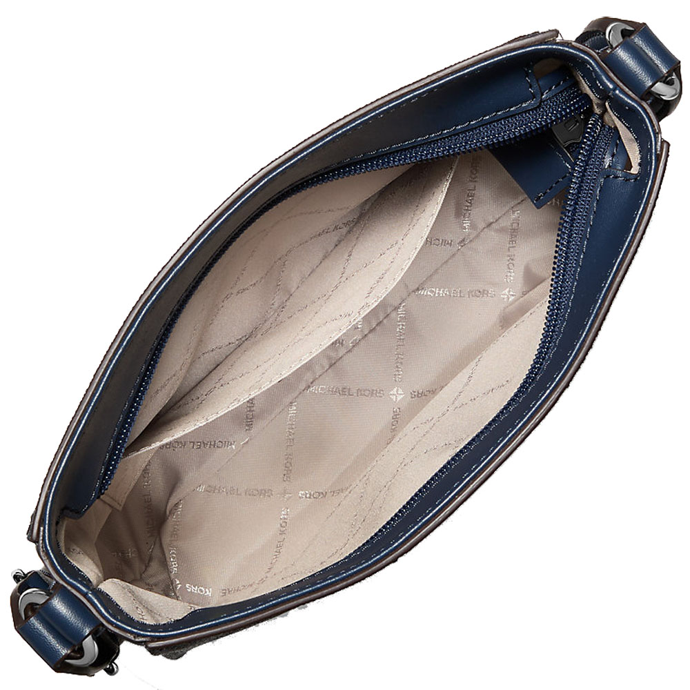 Michael Kors Jet Set Small Signature Logo Stripe Crossbody Bag Navy Navy Blue # 35F5STVC5K