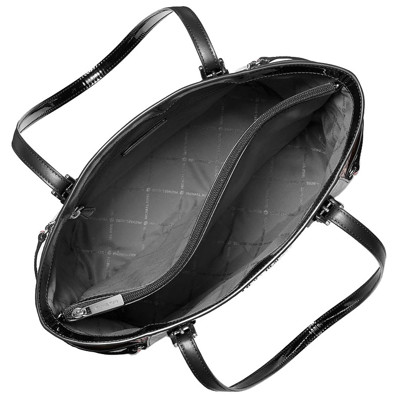 Michael Kors Voyager Large Patent Logo Debossed Tote Bag Black # 35F5SV6T7Y