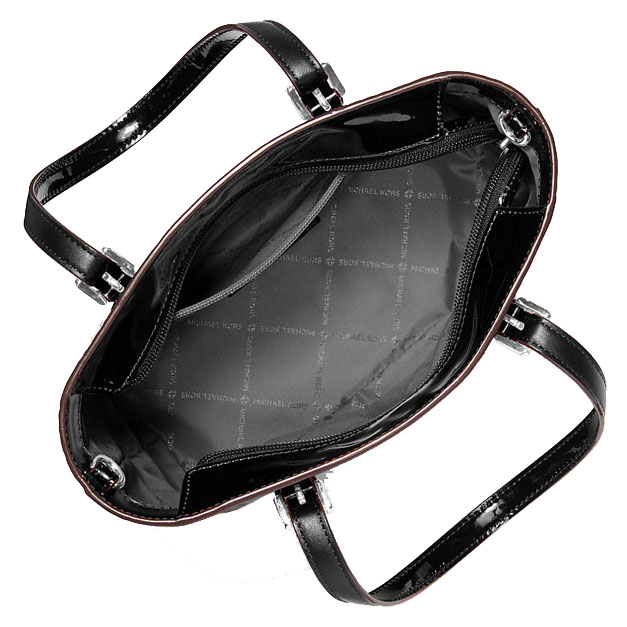 Michael Kors Jet Set Extra-Small Patent Logo Debossed Convertible Tote Bag Black # 35F5STVT0O