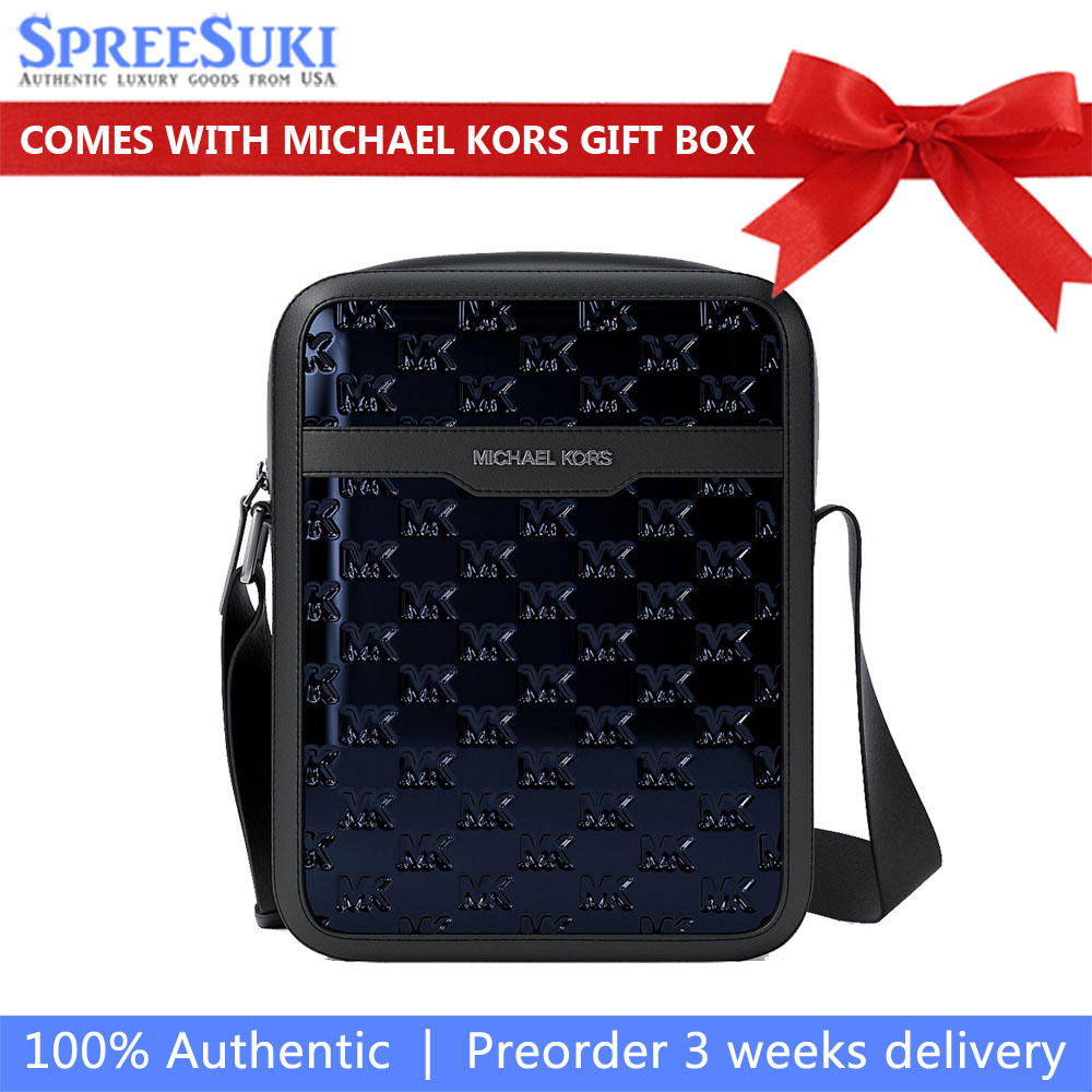 Michael Kors Cooper Metallic Logo Debossed Flight Bag Navy # 37F5LCOC6O