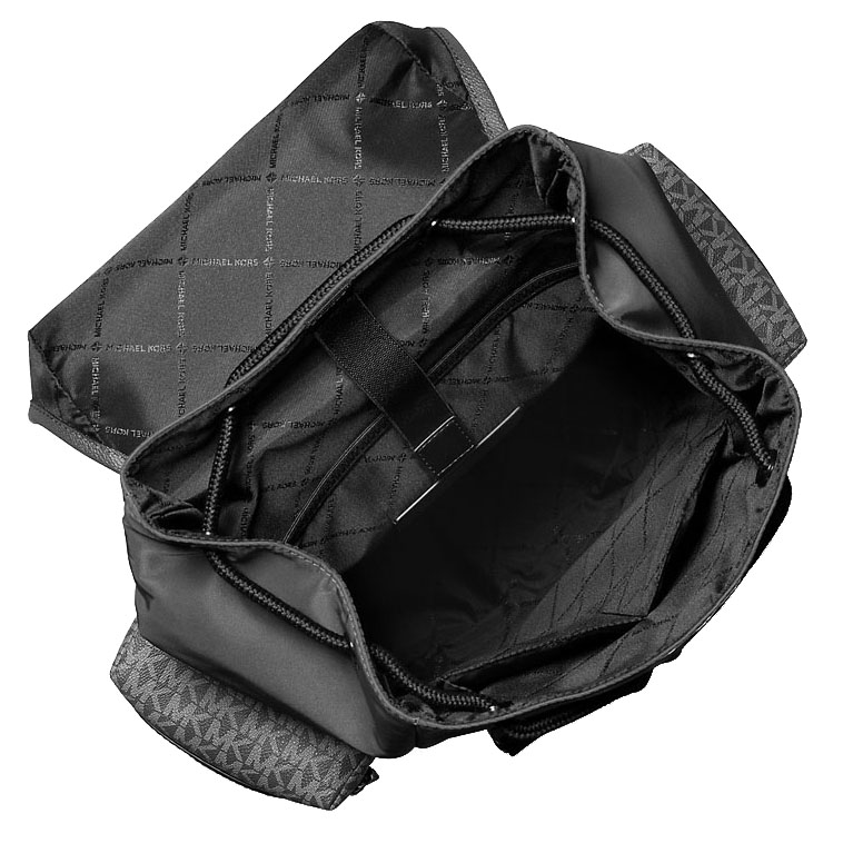 Michael Kors Cooper Signature Logo And Nylon Backpack Gunmetal Dark Grey # 37F5LCOB2U