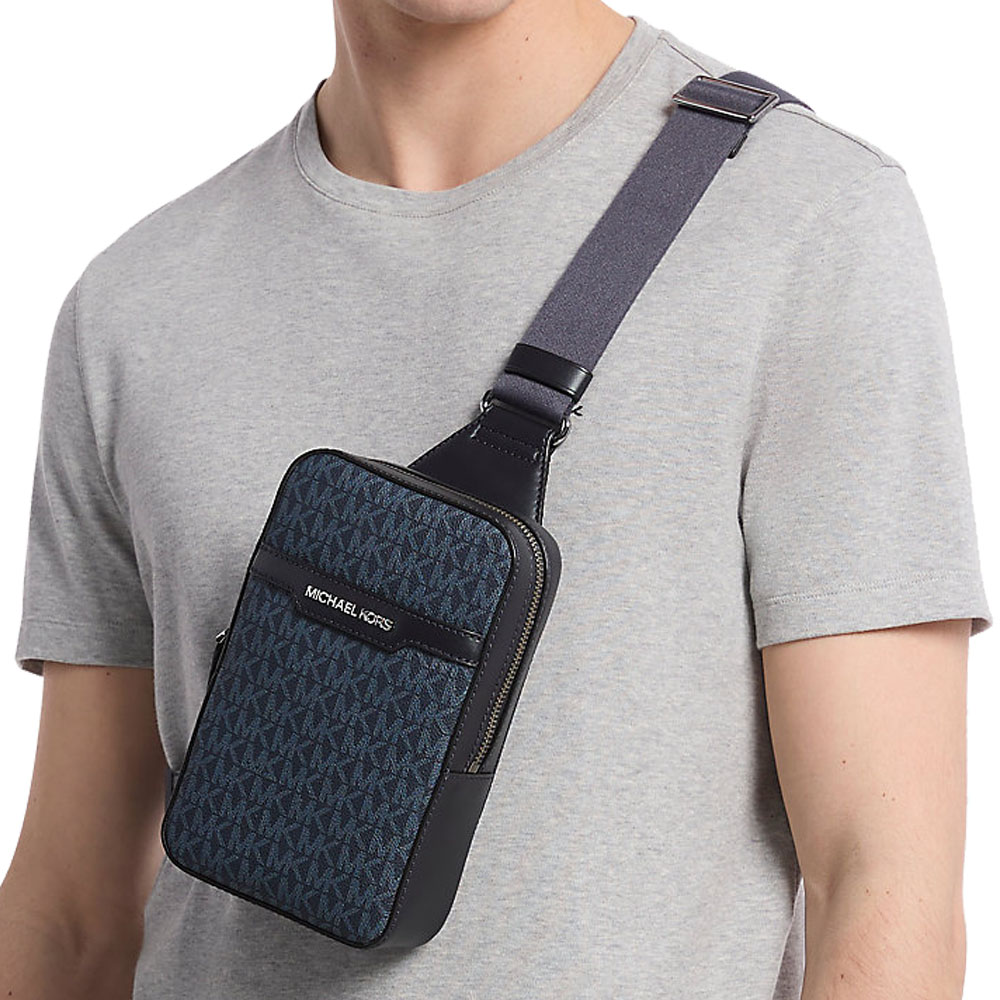 Michael Kors Cooper Medium Signature Logo Sling Pack Admiral Pale Blue # 37T5LCOC2B