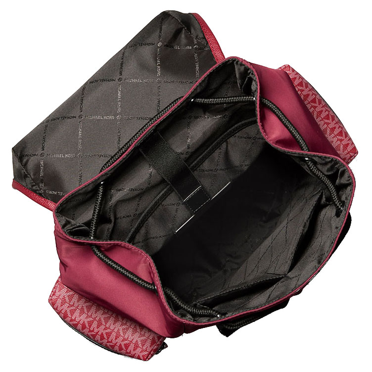Michael Kors Cooper Signature Logo And Nylon Backpack Cherry Red # 37F5LCOB2U
