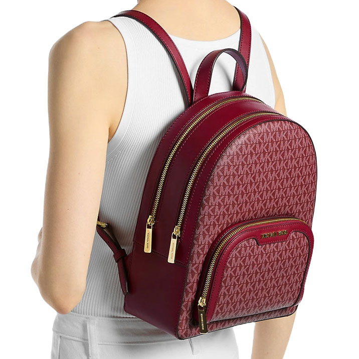Michael Kors Jaycee Medium Signature Logo Backpack Cherry Red # 35S3G8TB6V