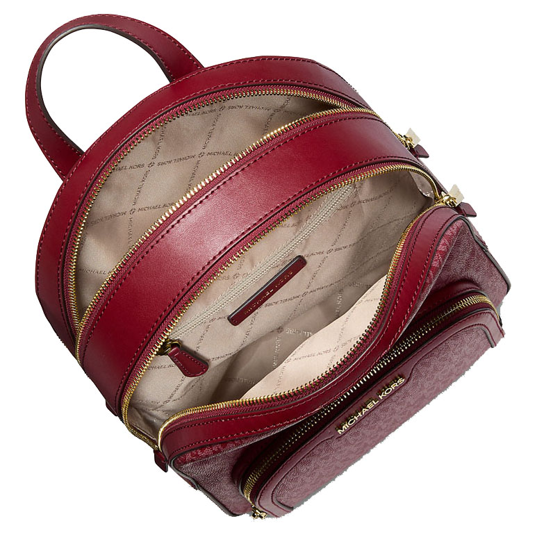 Michael Kors Jaycee Medium Signature Logo Backpack Cherry Red # 35S3G8TB6V