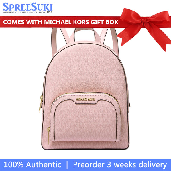 Michael Kors Jaycee Medium Signature Logo Backpack Powder Blush Blush Pink # 35S3G8TB6V