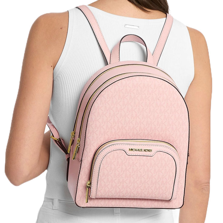 Michael Kors Jaycee Medium Signature Logo Backpack Powder Blush Blush Pink # 35S3G8TB6V