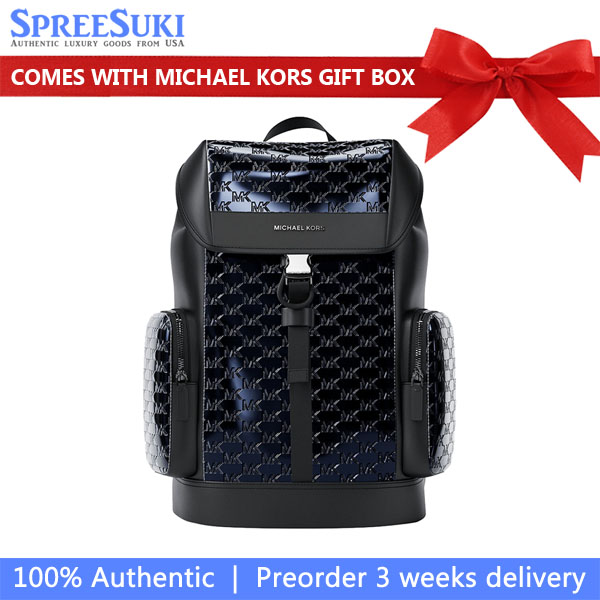 Michael Kors Cooper Medium Metallic Logo Debossed Backpack Navy # 37F5LCOB6O