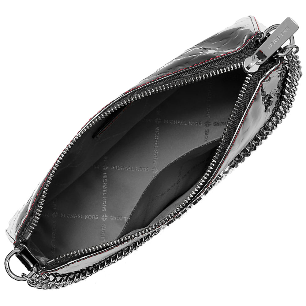 Michael Kors Jet Set Patent Logo Debossed Pochette And Card Case Gift Set Black # 35F5SGZD6O