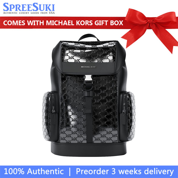 Michael Kors Cooper Medium Metallic Logo Debossed Backpack Black # 37F5LCOB6O