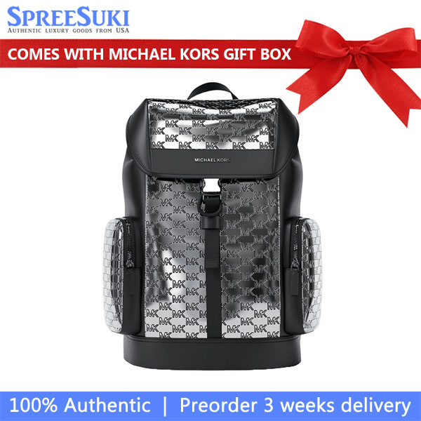 Michael Kors Cooper Medium Metallic Logo Debossed Backpack Silver # 37F5LCOB6O