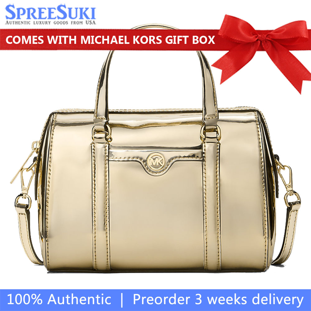 Michael Kors Jet Set Small Metallic Convertible Crossbody Bag Pale Gold # 35F5GTFC1Z