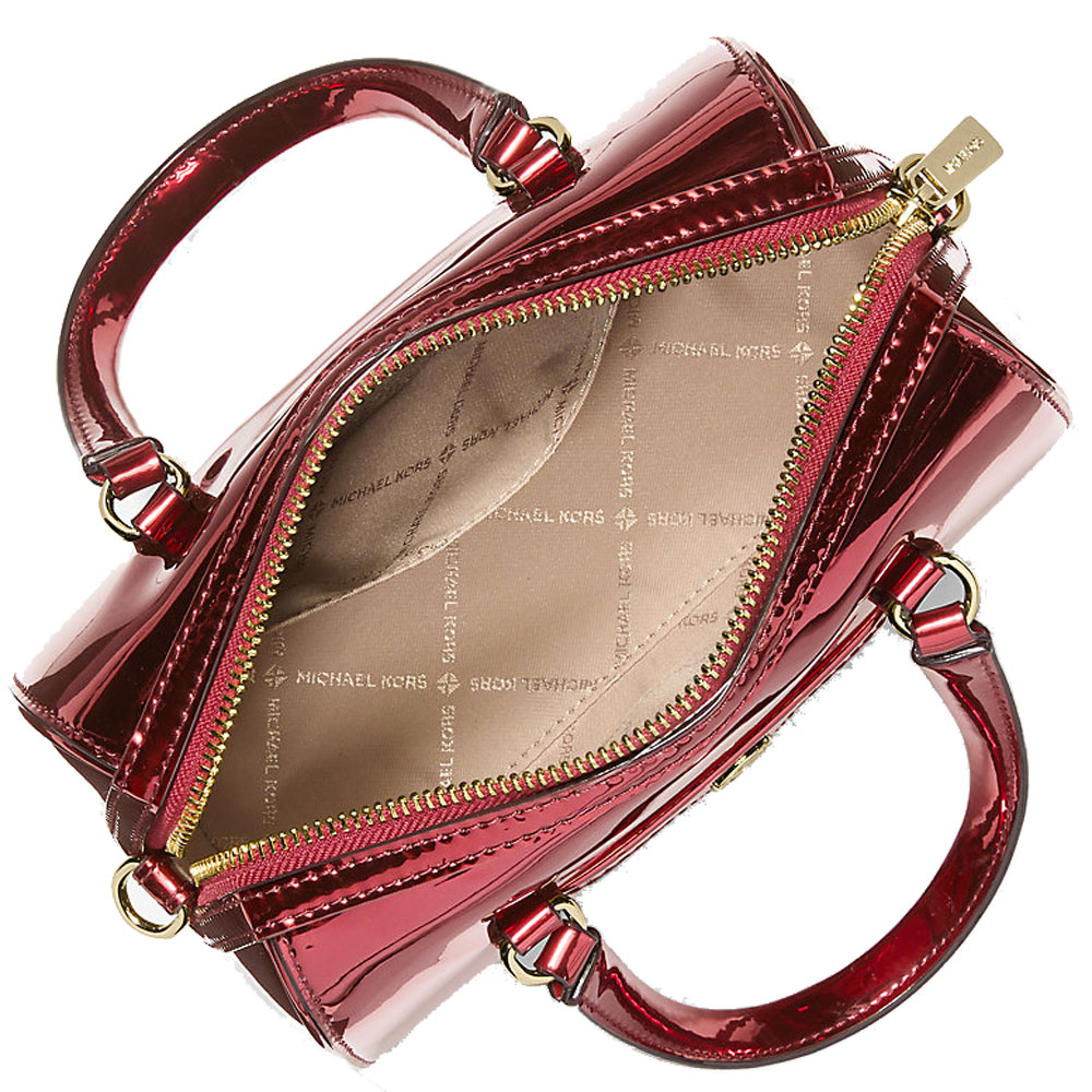 Michael Kors Jet Set Small Metallic Convertible Crossbody Bag Cherry Dark Red # 35F5GTFC1Z