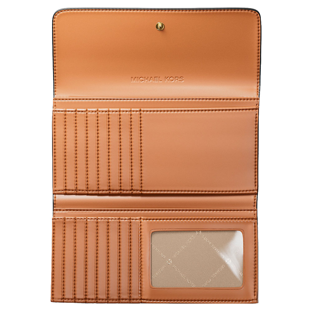 Michael Kors Jet Set Large Signature Logo Tri-Fold Wallet Camel Multi Brown # 35S5GTVF3B