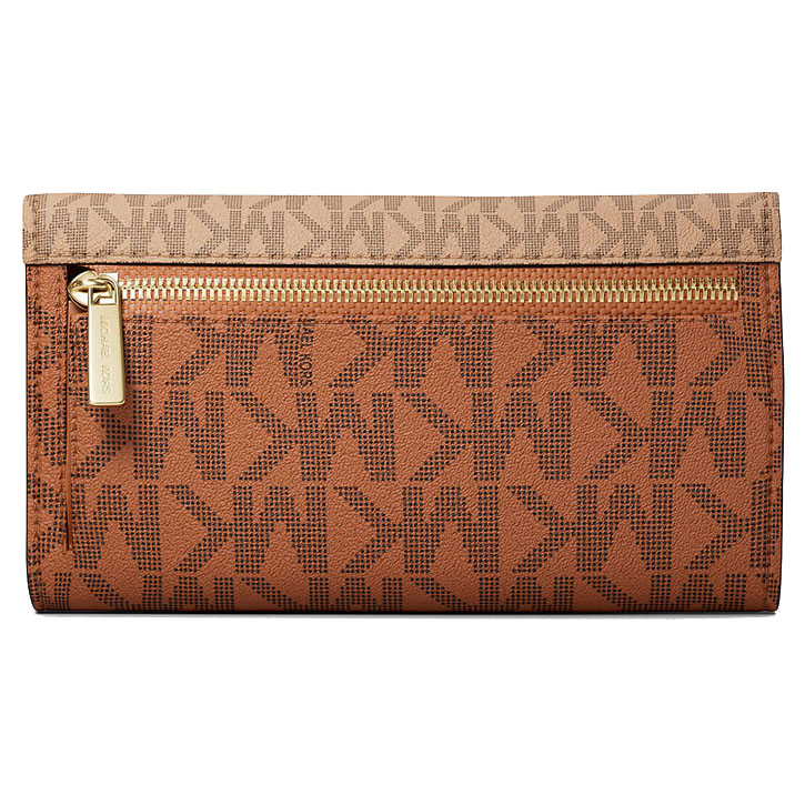 Michael Kors Jet Set Large Signature Logo Tri-Fold Wallet Camel Multi Brown # 35S5GTVF3B