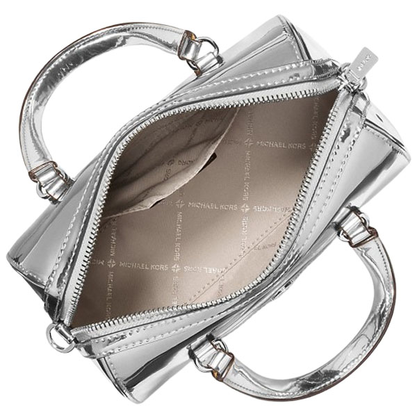 Michael Kors Jet Set Small Patent Duffel Crossbody Bag Silver # 35F5STFC1Z