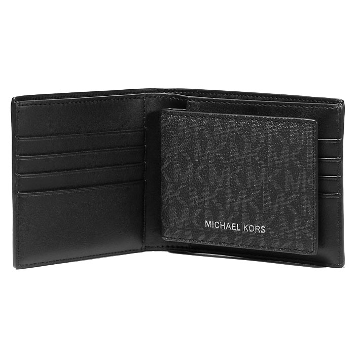Michael Kors Cooper Logo Billfold Wallet With Passcase Black # 36U9LCRF6B