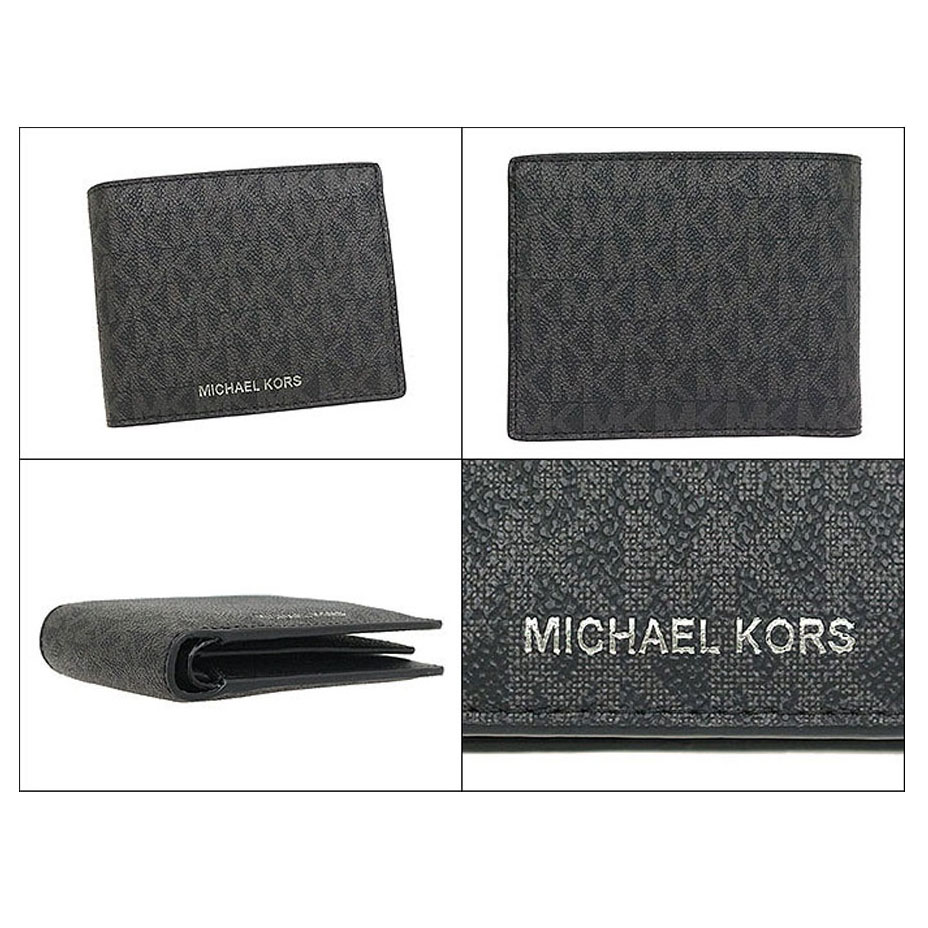Michael Kors Cooper Logo Billfold Wallet With Passcase Black # 36U9LCRF6B