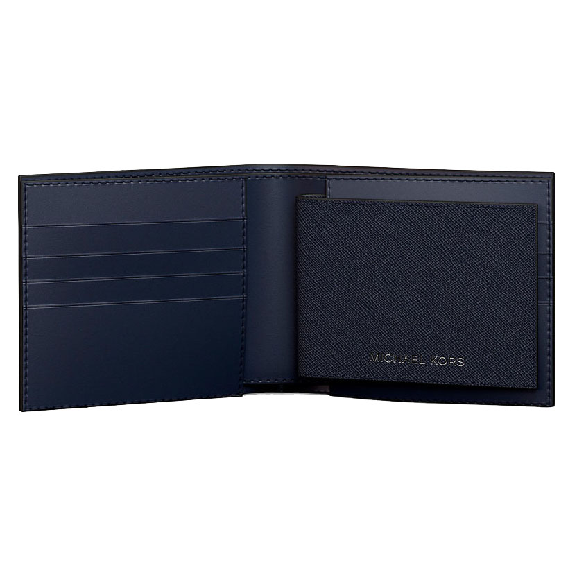 Michael Kors Cooper Saffiano Leather Billfold Wallet With Passcase Navy # 36S5LCOF2U