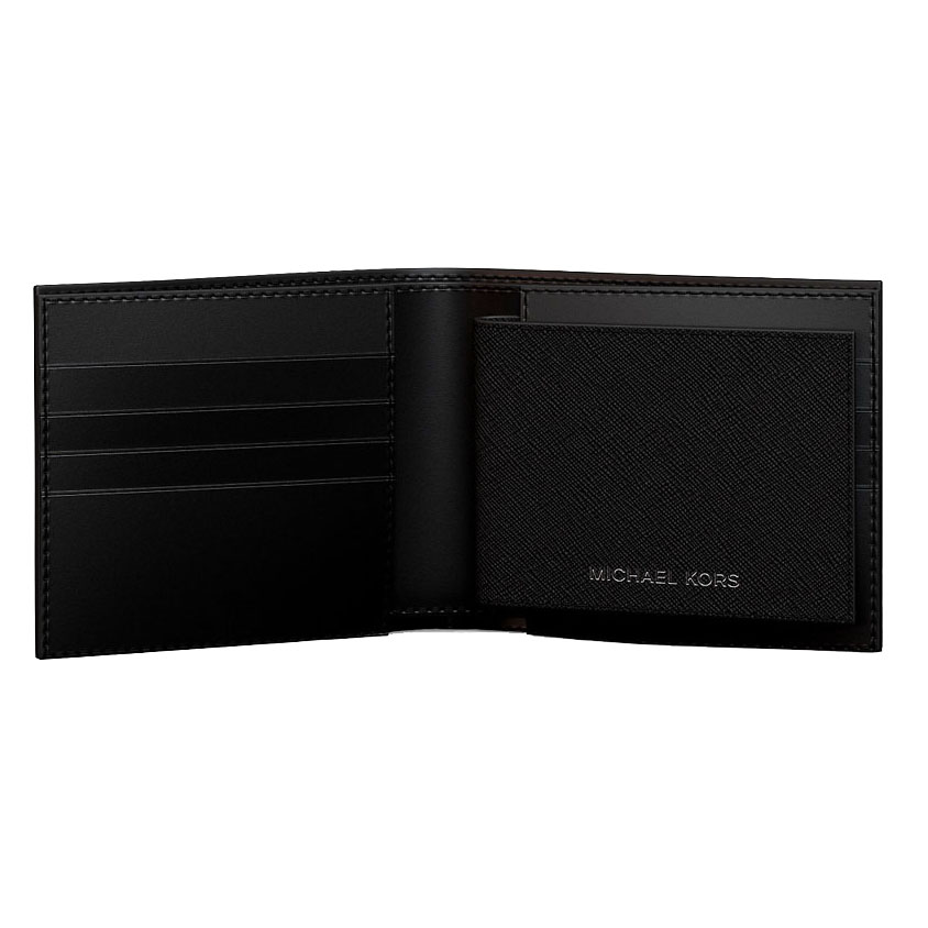 Michael Kors Cooper Saffiano Leather Billfold Wallet With Passcase Black # 36S5LCOF2U