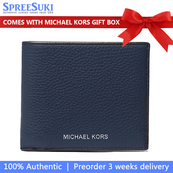 Michael Kors Cooper Pebbled Leather Billfold Wallet Navy # 36S4LCOF2L