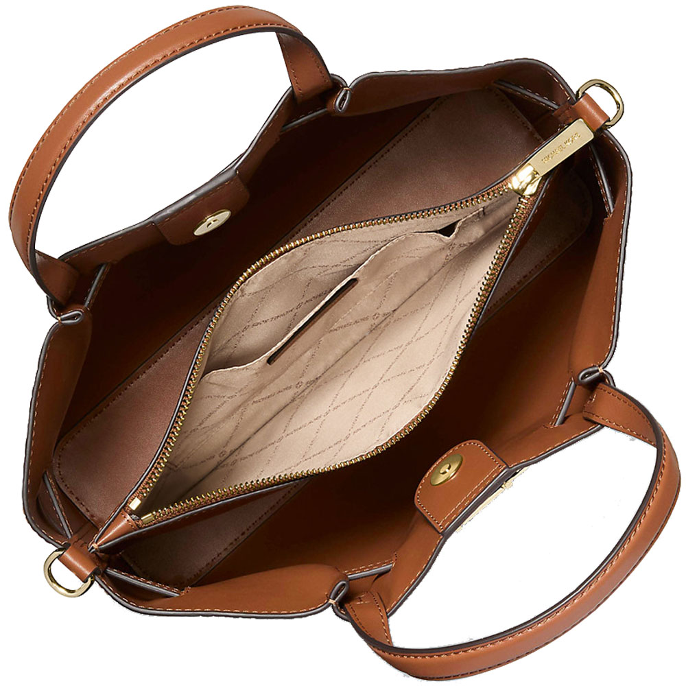 Michael Kors Carson Medium Crocodile Embossed Satchel Luggage Brown # 35F5G2ZS3A