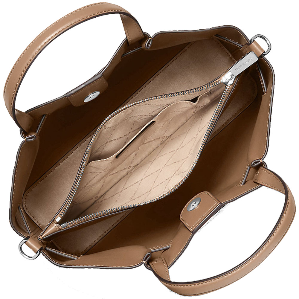 Michael Kors Carson Medium Crocodile Embossed Satchel Driftwood Brown # 35F5S2ZS3A