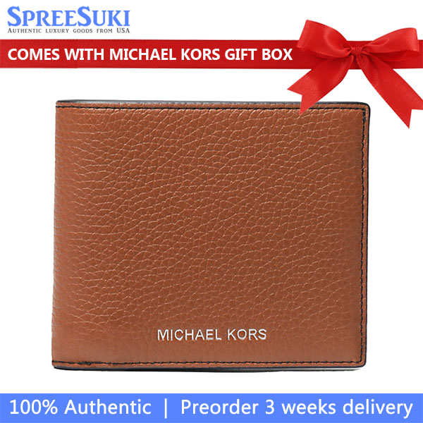 Michael Kors Cooper Pebbled Leather Billfold Wallet Luggage Brown # 36S4LCOF2L