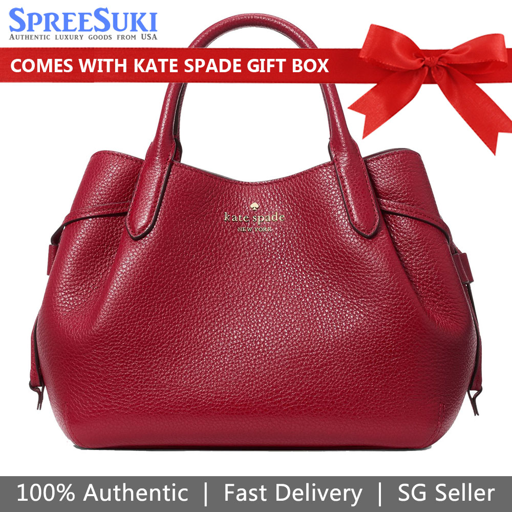 Kate Spade Sling Bag Crossbody Pebble Leather Dumpling Small Satchel Red Jam Dark Red # K8135